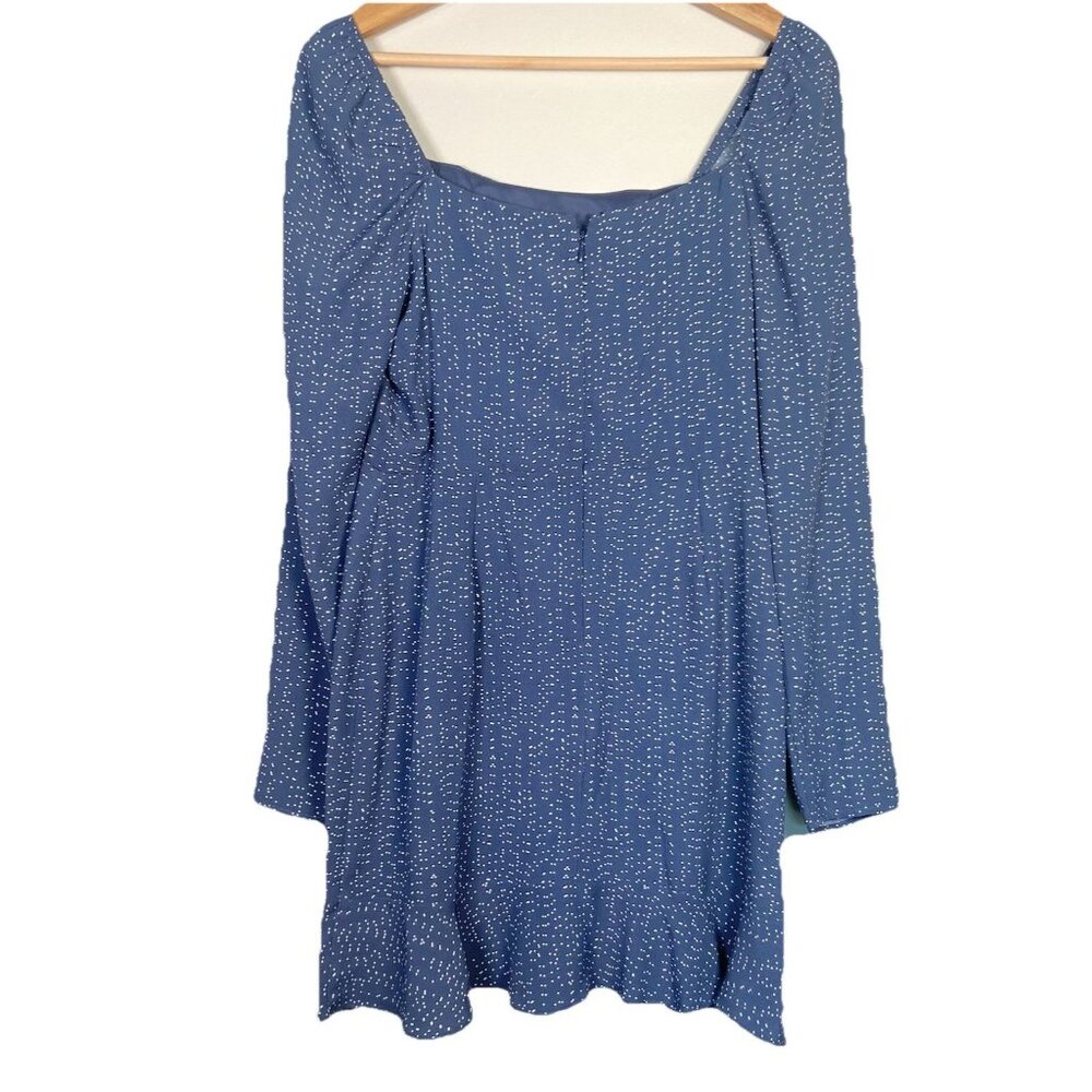 Lola & Grace Dot Print Dress Size S Blue‎ Short Ruffle Long Sleeve Cottage Boho